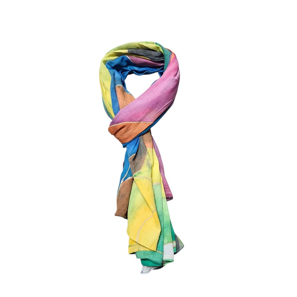 Pakalola Bora Bora Hand Painted Multicolor Abstract Blanket Scarf Wrap 86x36